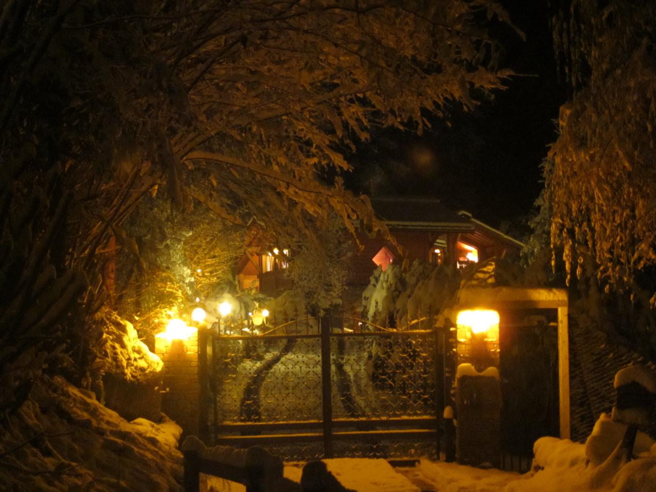 Chalet éclairé en hiver (3)